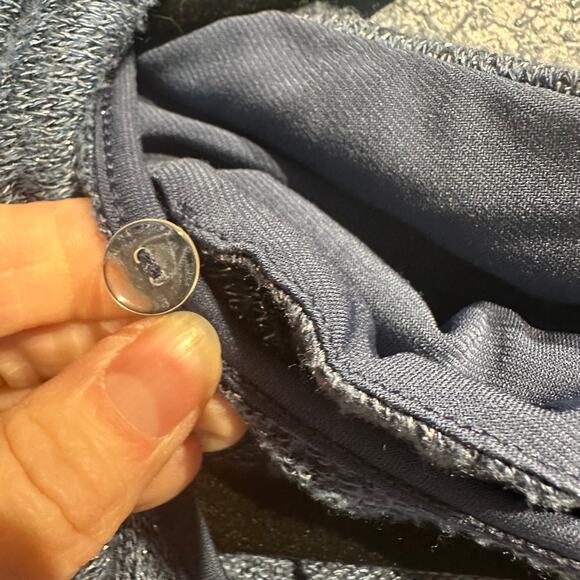 Chico's Size 3 Extra Large Lightweight Sweater Detachable Cowl neck Blue Silver - Picture 9 of 9